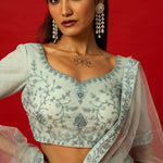 Elegant Light Blue Embroidered Lehenga for Bridesmaids and Party Wear