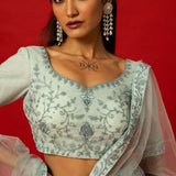 Elegant Light Blue Embroidered Lehenga for Bridesmaids and Party Wear