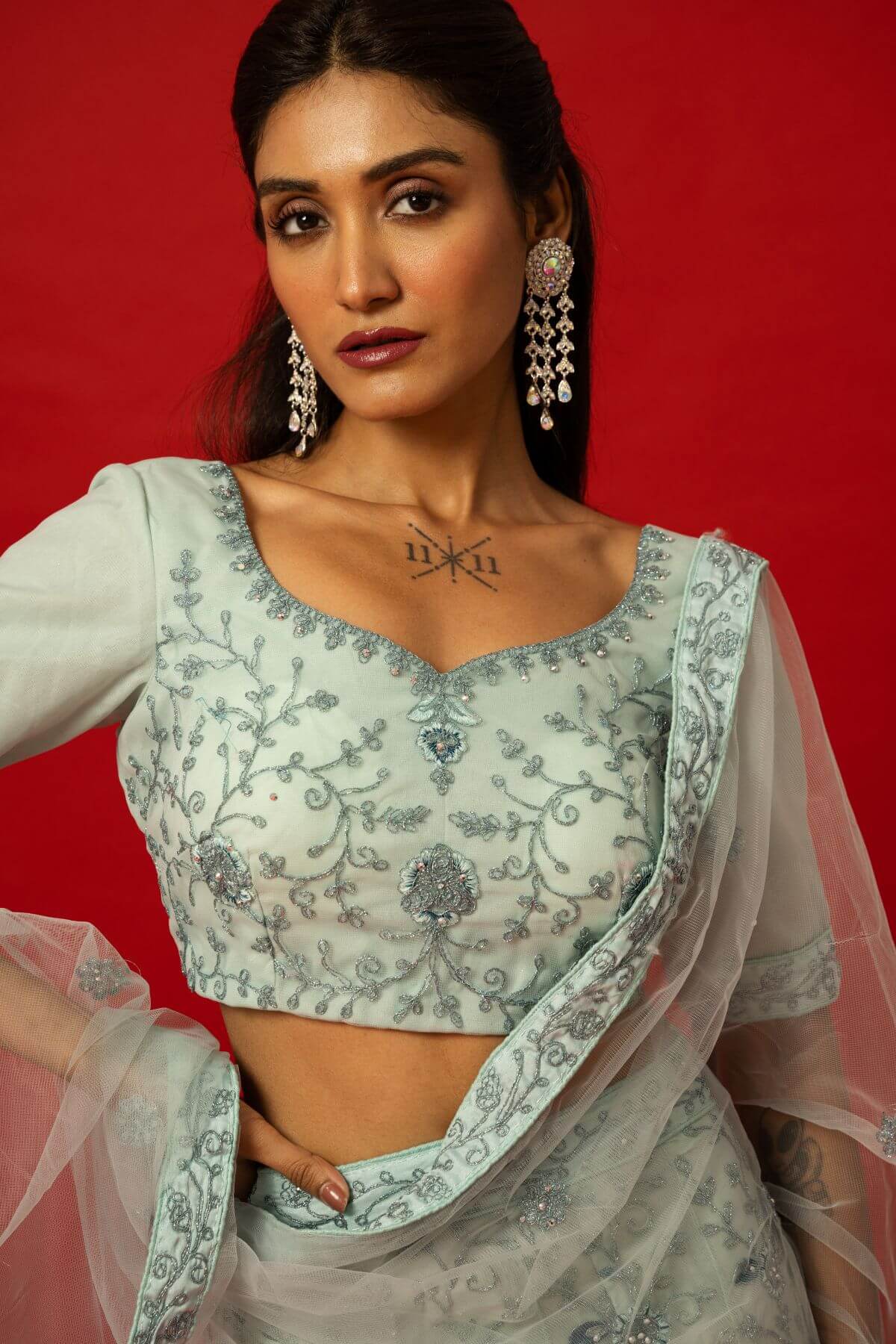 Elegant Light Blue Embroidered Lehenga for Bridesmaids and Party Wear