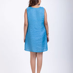 Light Blue Cowl Neck Short Dress Back

