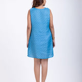 Light Blue Cowl Neck Short Dress Back
