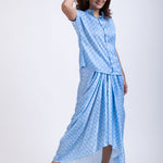 Light Blue Drape Skirt Set Front