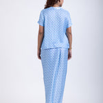Light Blue Drape Skirt Set Back