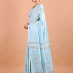 Light Blue Handloom Chanderi Silk Saree - Anvi Couture