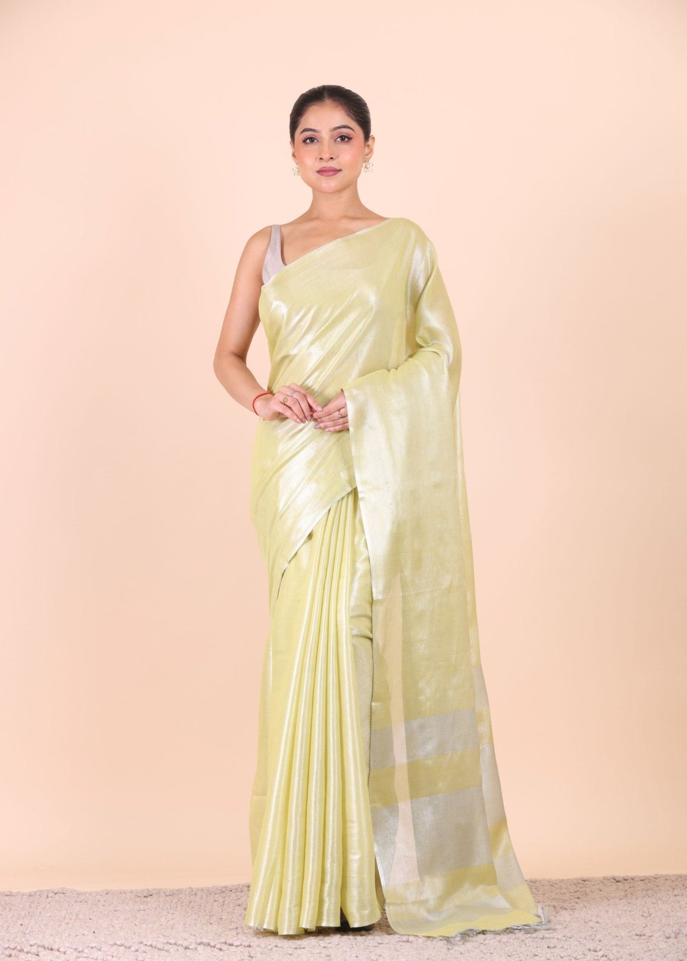 Light Green Handloom Tissue Saree - Anvi Couture