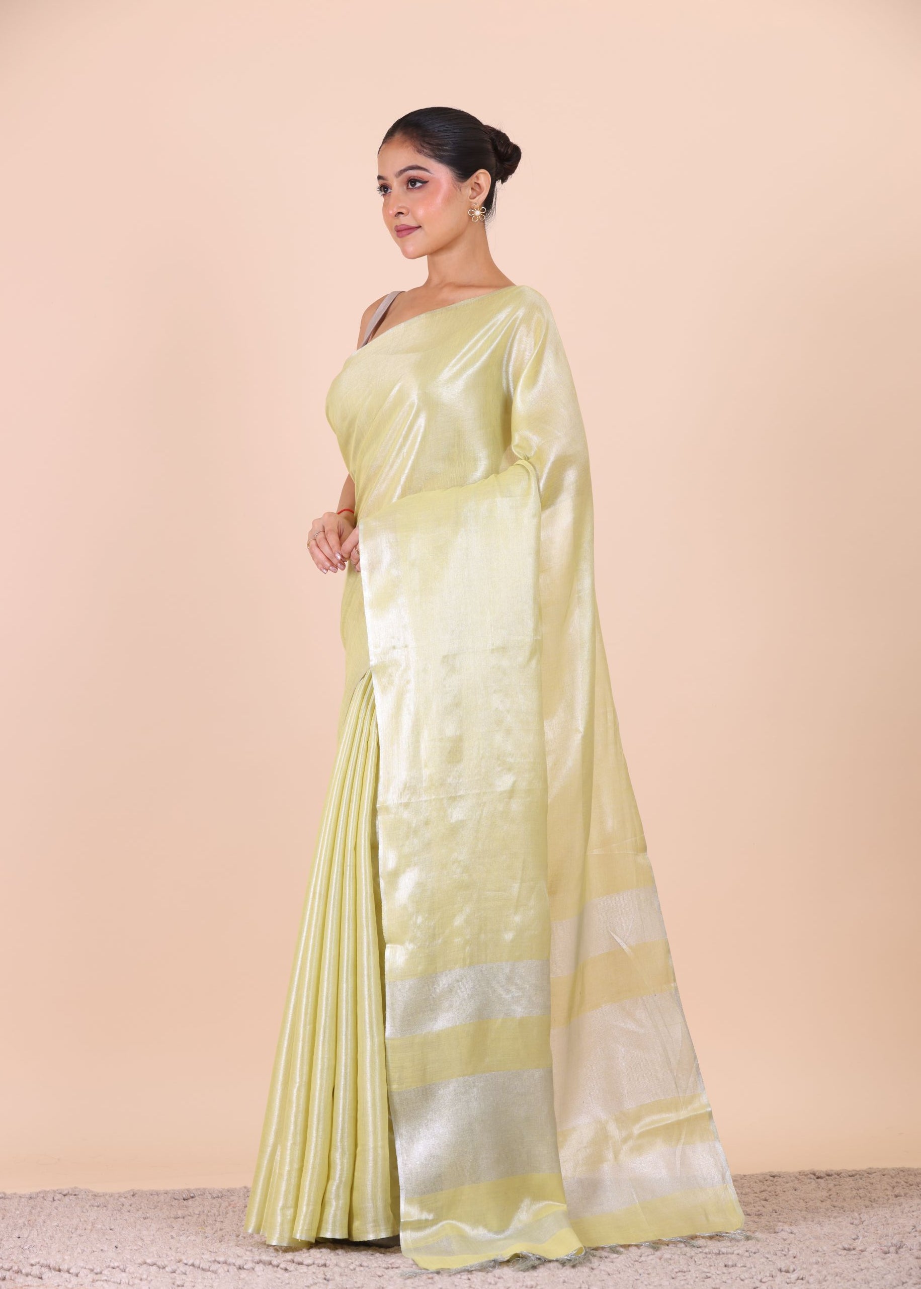 Light Green Handloom Tissue Saree front