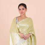 Light Green Handloom Tissue Saree close up