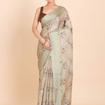 Light Green Kota Silk Printed Saree - Anvi Couture
