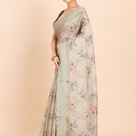 Light Green Kota Silk Printed Saree - Anvi Couture