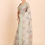 Light Green Kota Silk Printed Saree - Anvi Couture