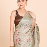 Light Green Kota Silk Printed Saree - Anvi Couture