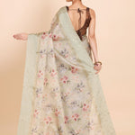 Light Green Kota Silk Printed Saree - Anvi Couture
