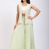 Light Green Sharara Set with Jacket front