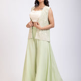 Light Green Sharara Set with Jacket side