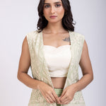 Light Green Sharara Set with Jacket close up