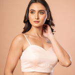 Light Pink Spaghetti Blouse in Cotton Silk - Anvi Couture