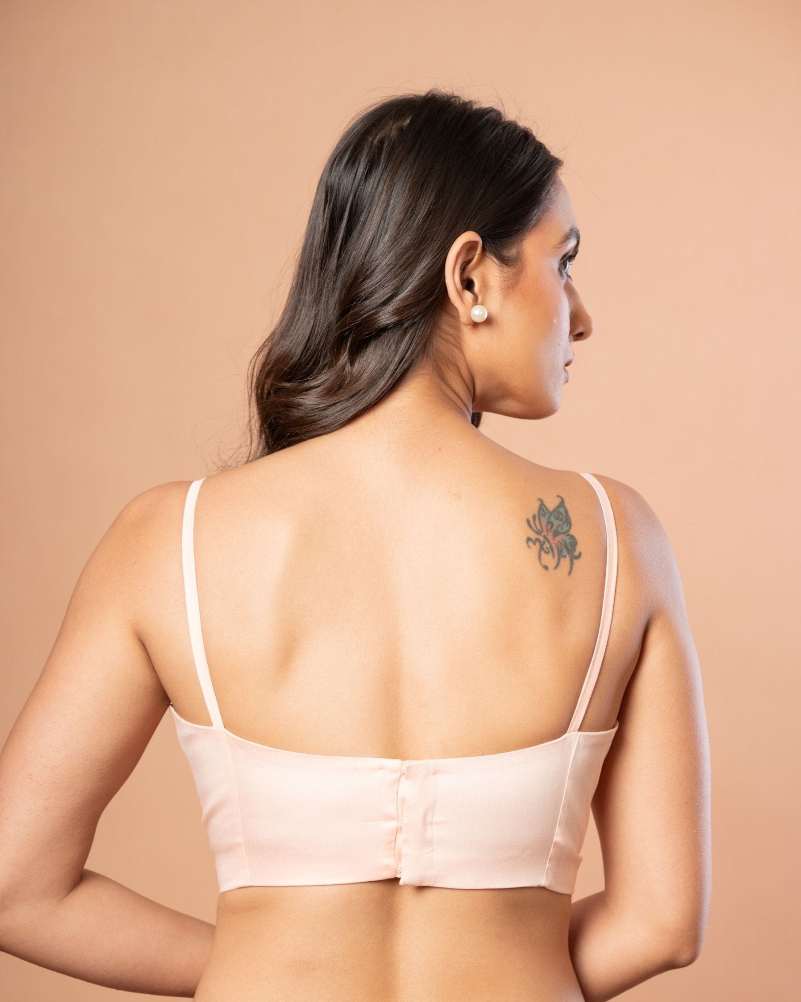 Light Pink Spaghetti Blouse in Cotton Silk - Anvi Couture