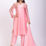 Light Pink Designer Kurti Set With Hand Embroidery Work full