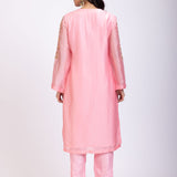 Light Pink Designer Kurti Set With Hand Embroidery Work back