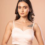 Light Pink Spaghetti Blouse in Cotton Silk - Anvi Couture
