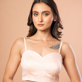 Light Pink Spaghetti Blouse in Cotton Silk - Anvi Couture