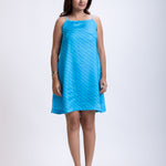 Light Satin Blue Short Dress Full
