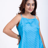 Light Satin Blue Short Dress Close Up
