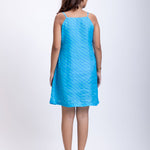 Light Satin Blue Short Dress Back
