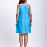 Light Satin Blue Short Dress Back
