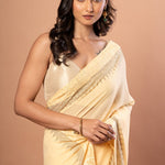Light Yellow Georgette saree with sequin work - Anvi Couture