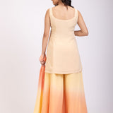 Light Yellow and Peach Sharara Set With Floral Embroidery back