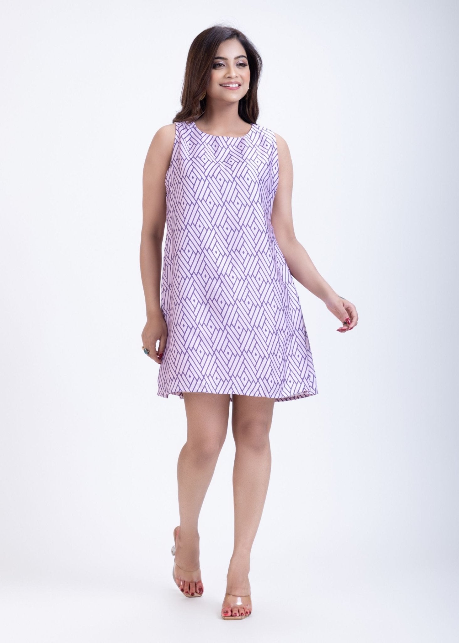 Lilac Purple Satin Short Dress - Anvi Couture - Image 1