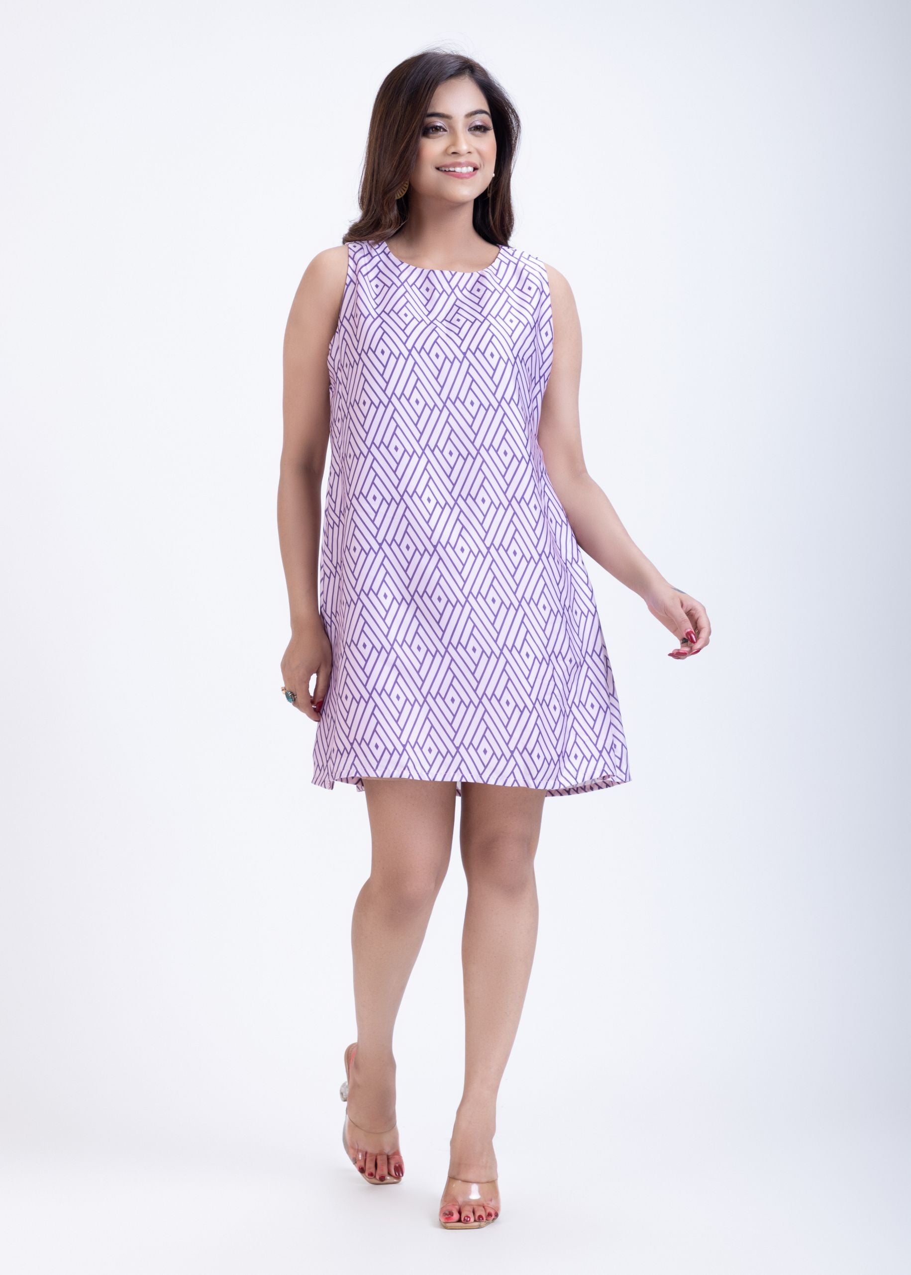 Lilac Purple Satin Short Dress Full

