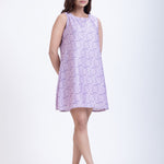 Lilac Purple Satin Short Dress Front

