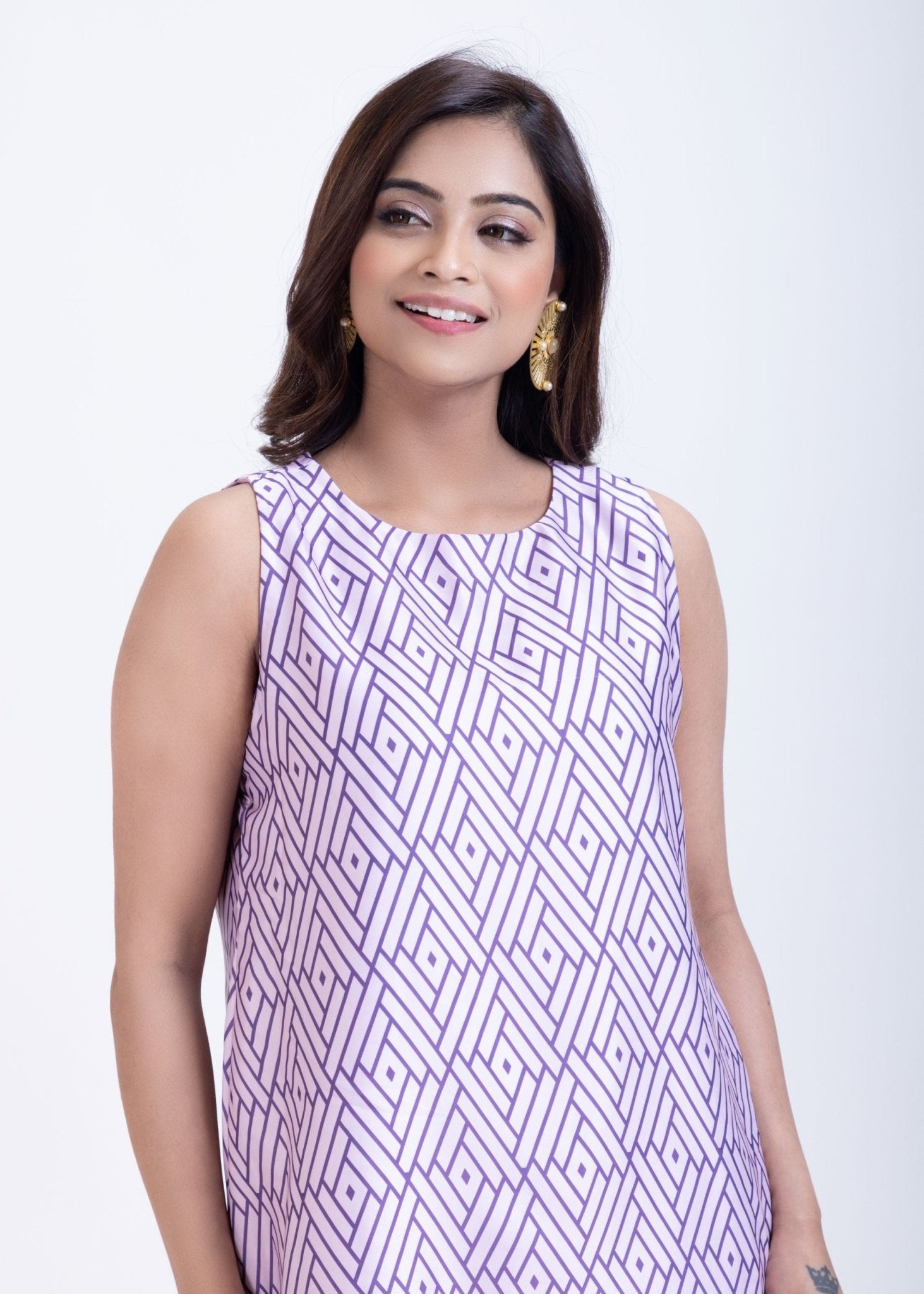 Lilac Purple Satin Short Dress - Anvi Couture - Image 3