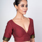 Maroon Blouse Featuring Sweetheart Neckline and Curved U - Back Closure - Anvi Couture