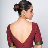 Maroon Blouse Featuring Sweetheart Neckline and Curved U - Back Closure - Anvi Couture
