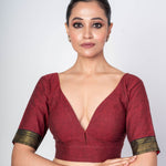 Maroon Blouse Featuring Sweetheart Neckline and Curved U - Back Closure - Anvi Couture