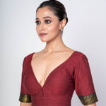 Maroon Blouse Featuring Sweetheart Neckline and Curved U - Back Closure - Anvi Couture