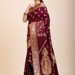 Maroon Bridal Banarasi Saree - Anvi Couture