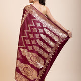 Maroon Bridal Banarasi Saree - Anvi Couture