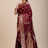 Maroon Bridal Banarasi Saree Full