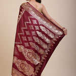 Maroon Bridal Banarasi Saree Back
