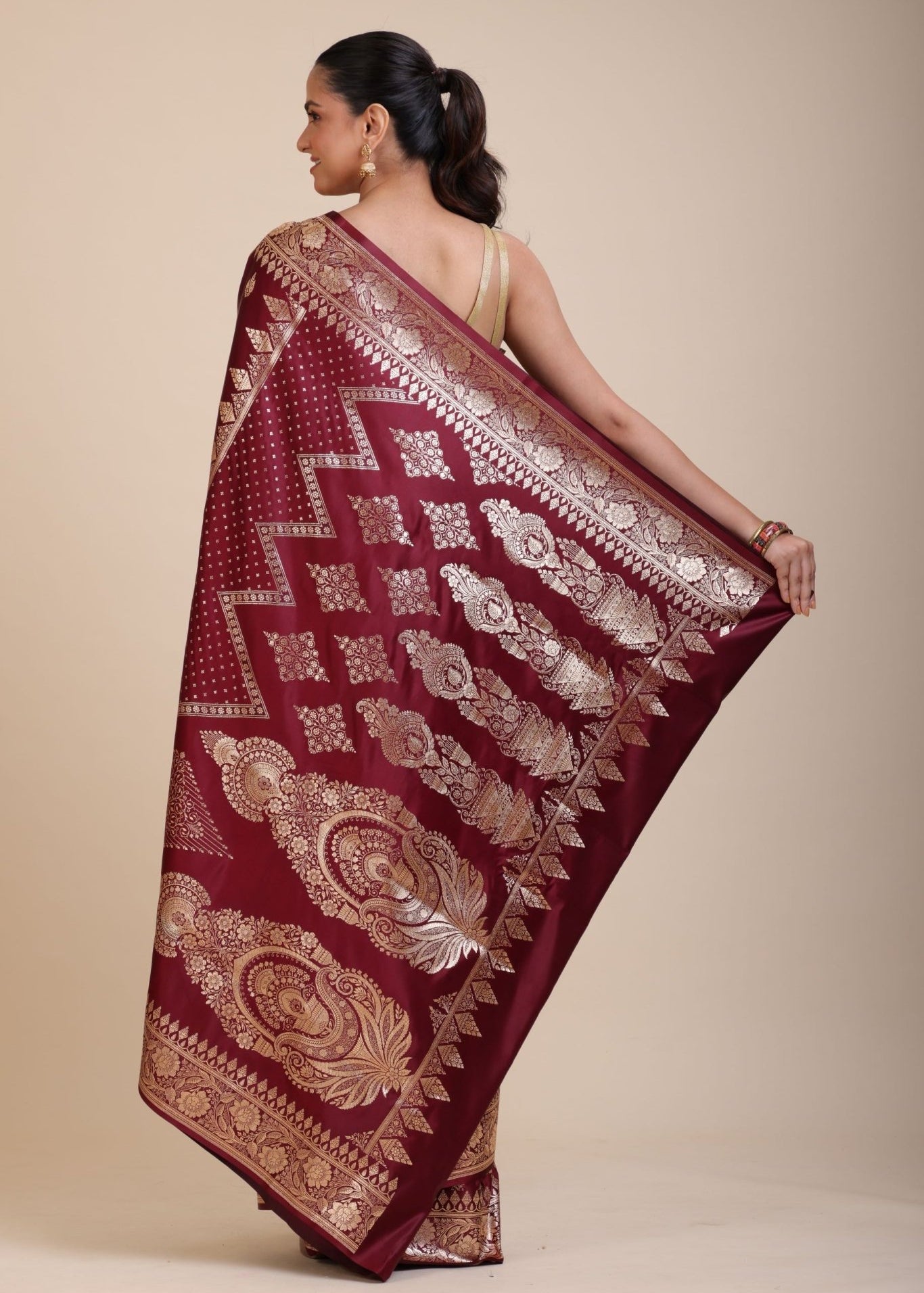 Maroon Bridal Banarasi Saree - Anvi Couture