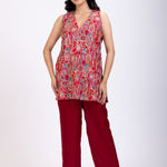 Maroon Embroidered Short Kurta Set full