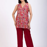 Maroon Embroidered Short Kurta Set full