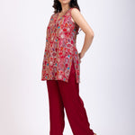 Maroon Embroidered Short Kurta Set front