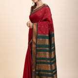 Maroon Green Cotton Gadwal Saree - Anvi Couture