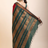Maroon Green Cotton Gadwal Saree - Anvi Couture