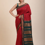 Maroon Green Cotton Gadwal Saree Full

